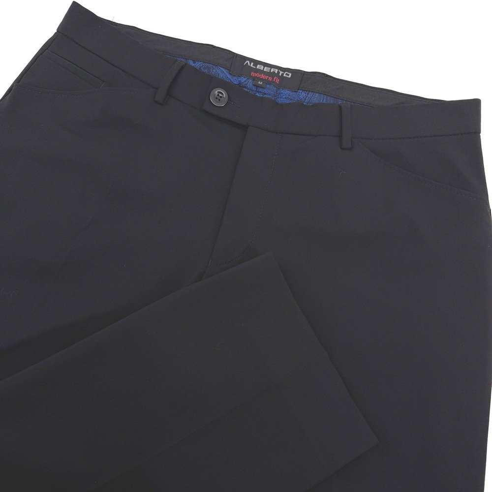 Alberto Leon Ceramica Mens 52 Black Modern Fit Trousers Slacks Luxury 36x31
